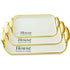 3 Pack Serving Tray, Fruit Dinner Food Tray Rectangle With Golden Handles